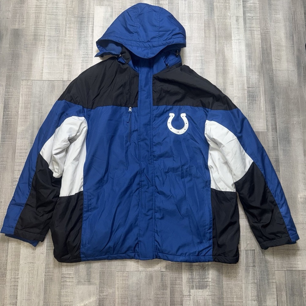 NFL Indianapolis Colts Puffer Jacket Men's XL Removable Hood Embroidered